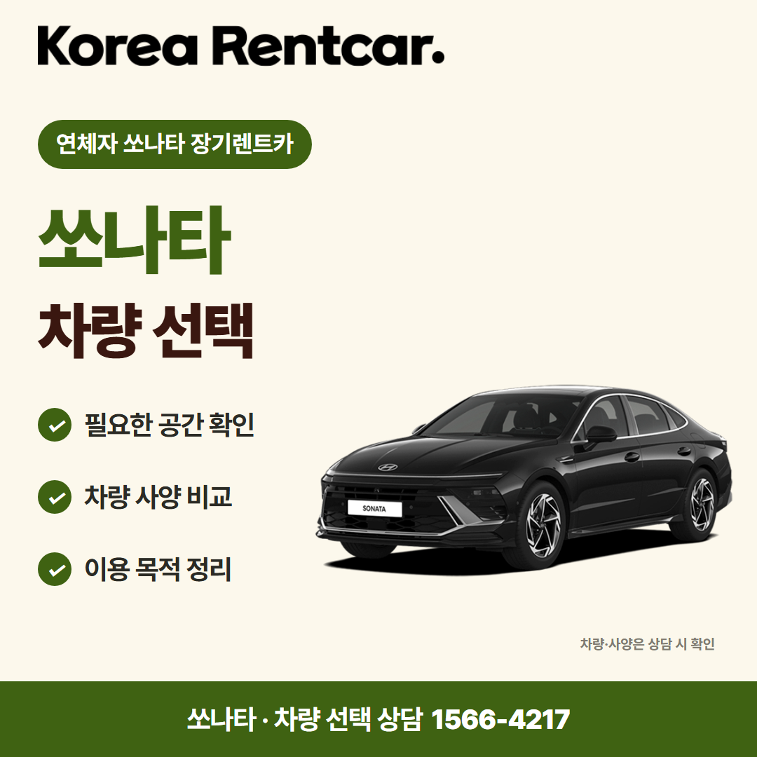 연체자 쏘나타 장기렌트카 · 차량 선택 카드뉴스