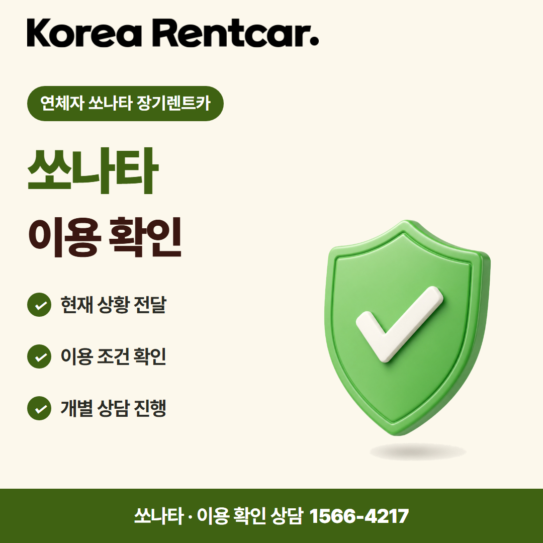 연체자 쏘나타 장기렌트카 · 이용 확인 카드뉴스